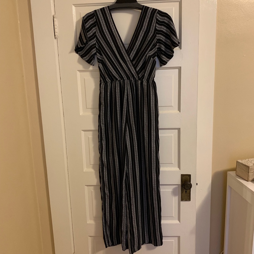 Xhilaration Jumpsuit- Black & White Stripe
